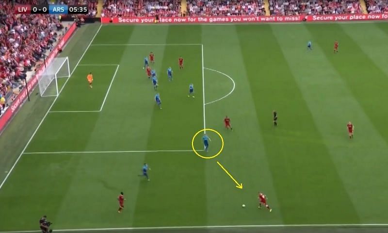Moreno was left completely free with time and space on the ball to pick his teammate with a cross.